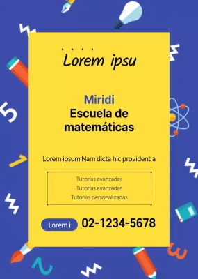 Ilustración de una ventana azul promocionando una escuela de matemáticas