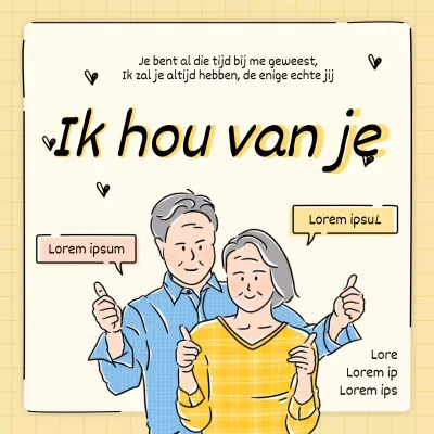 Woorden voor Couple's Day met illustratie van gele lijn
