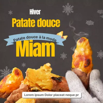 Thème alimentaire hivernal noir et jaune de la patate douce