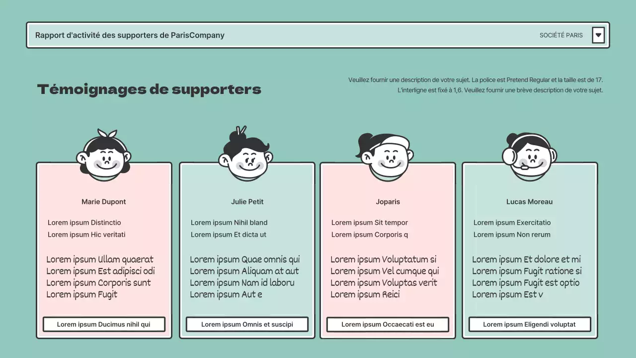 Rapports des donateurs dans des cadres de navigation rose et menthe