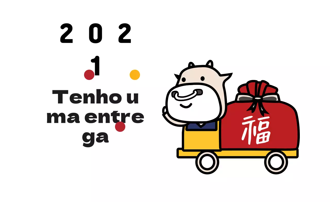 Etiqueta de felicitações de Ano Novo com ilustração branca