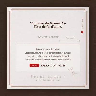 Fermetures pour le Nouvel An lunaire en marron et beige