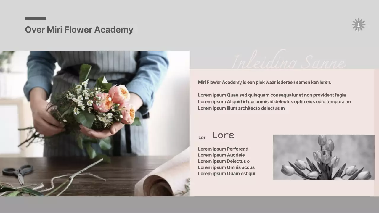 Gids voor de grijze en roze bloemen eendaagse les