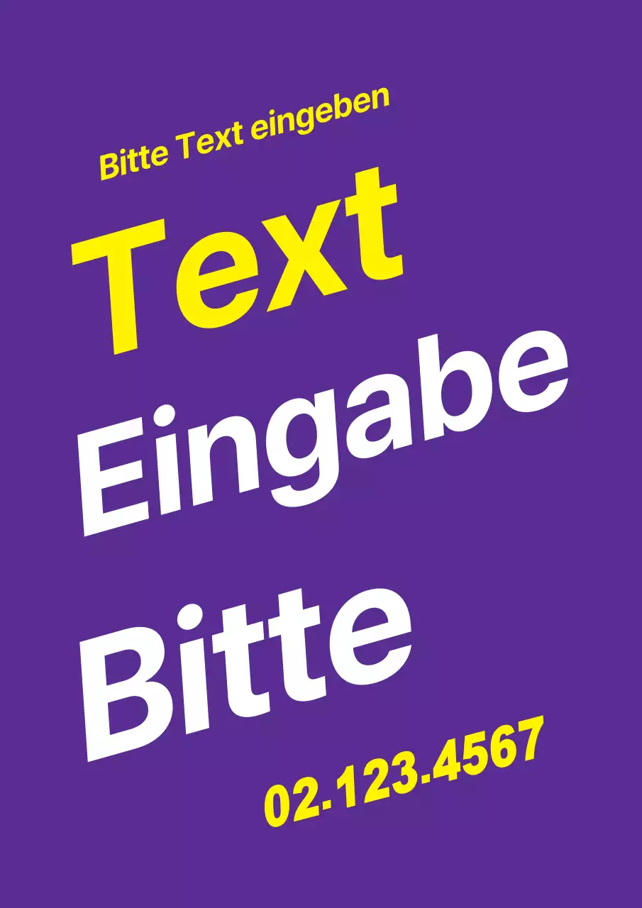 Ein einfaches Werbemittel mit lila und gelbem Text