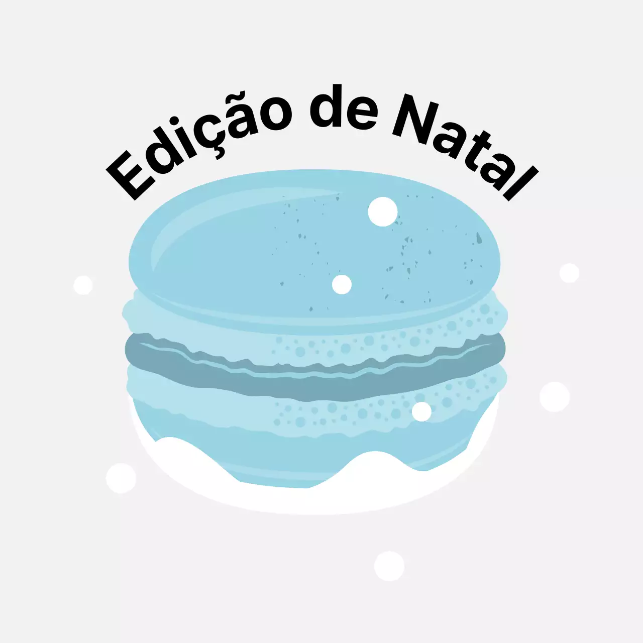 Rótulos de macarons para sobremesa de café de Natal com ilustração azul