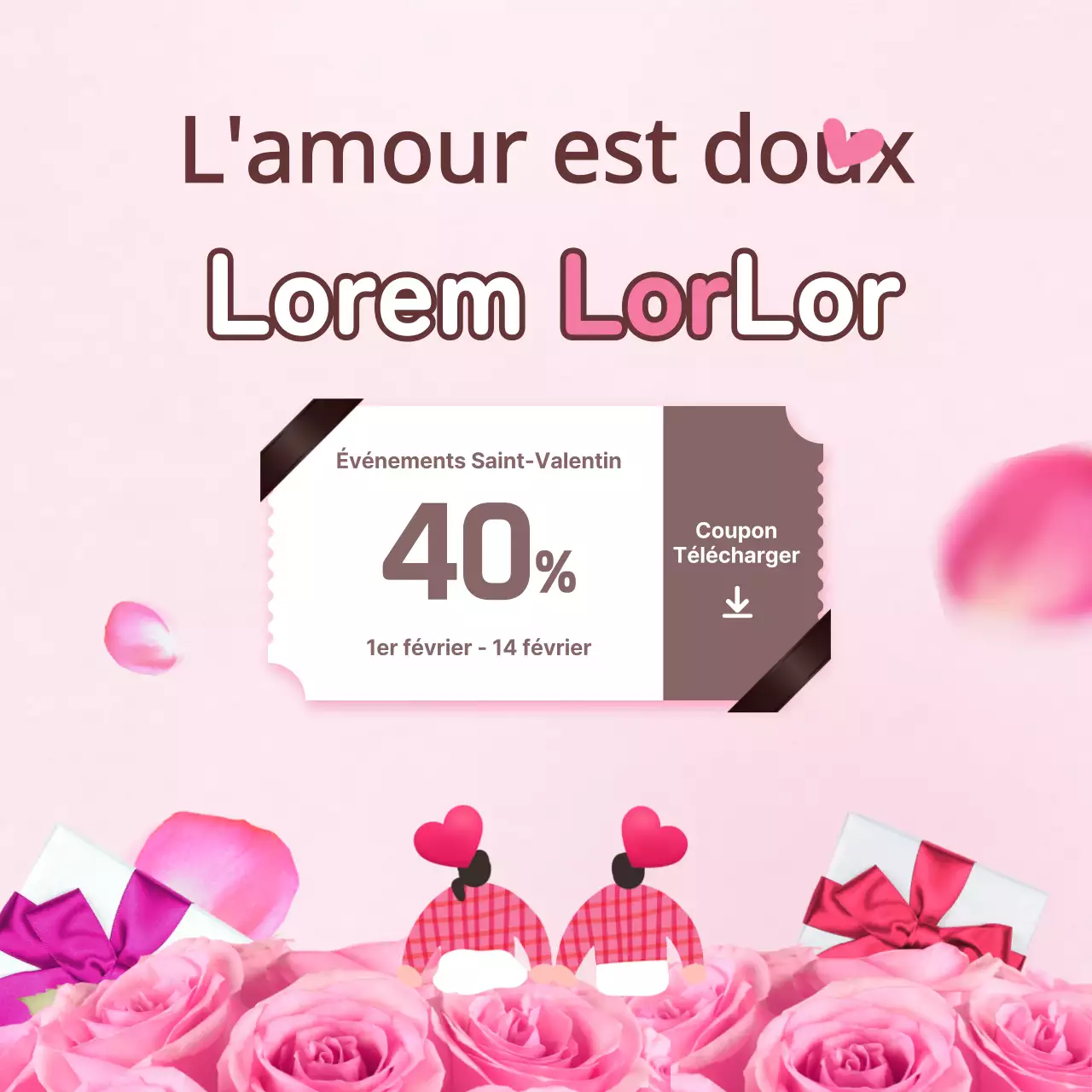 Événements de la Saint-Valentin sur le thème du rose romantique
