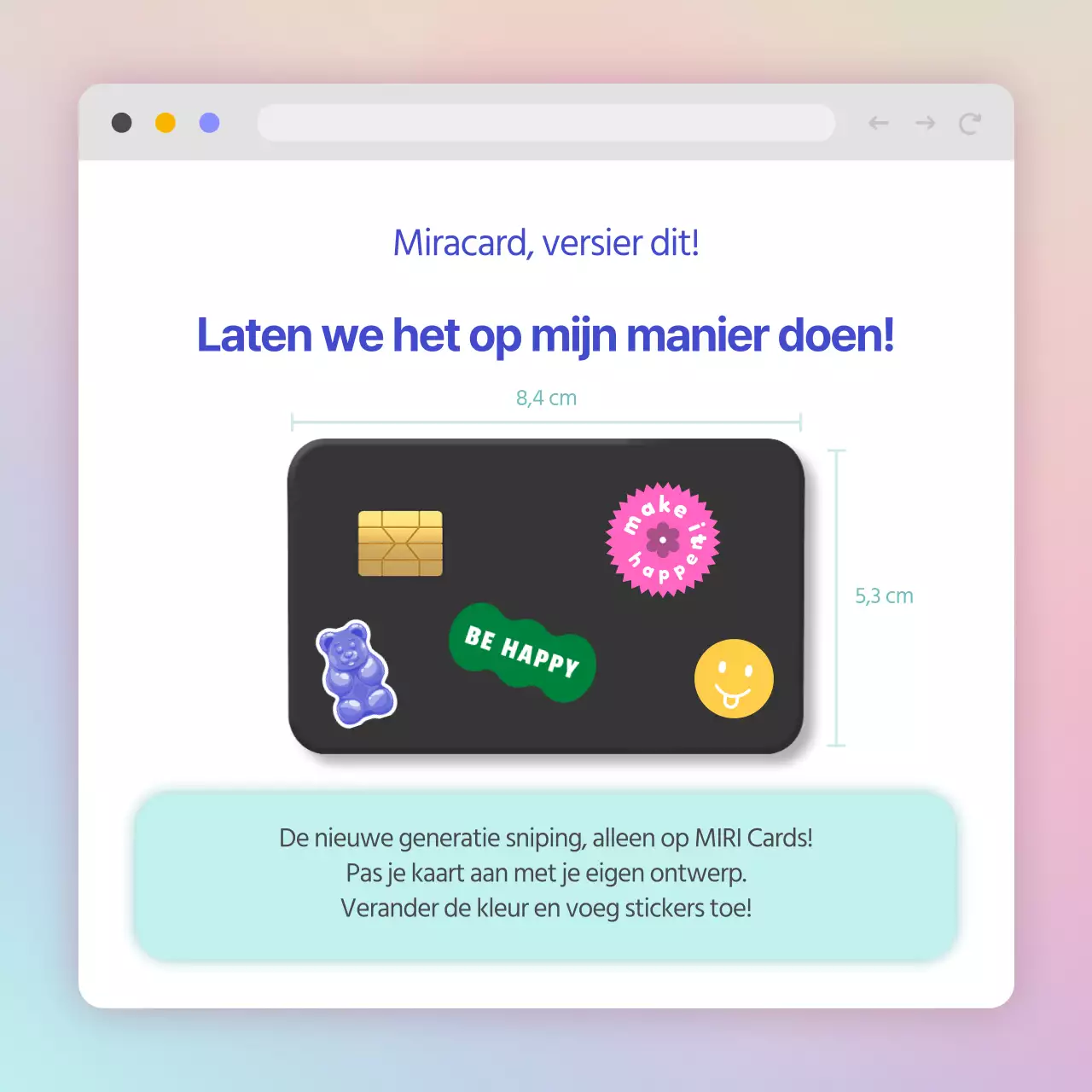 Creditcardaanbiedingen in een webschermconcept met paarse en mintkleurige verlopen