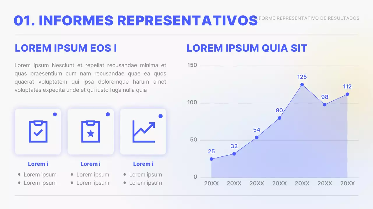 Degradado amarillo y azul Gráficos e infografías sencillos Informe conceptual de resultados
