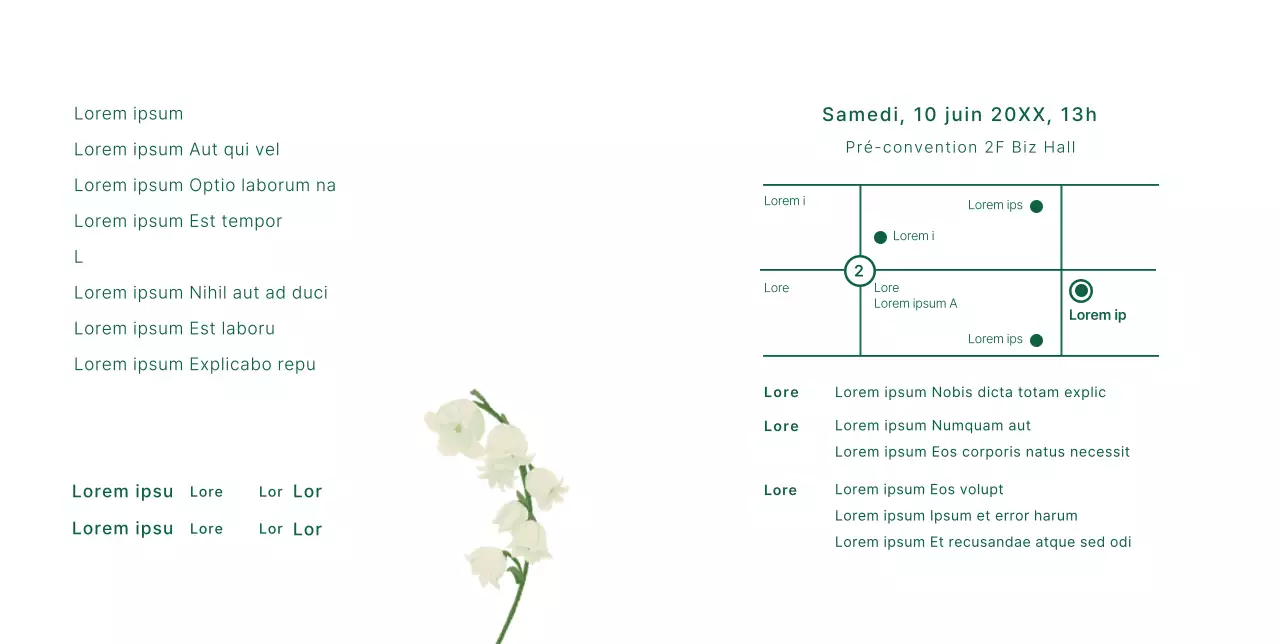 Invitation de mariage simple et sentimentale avec des lys blancs et des fleurs jaunes illustration