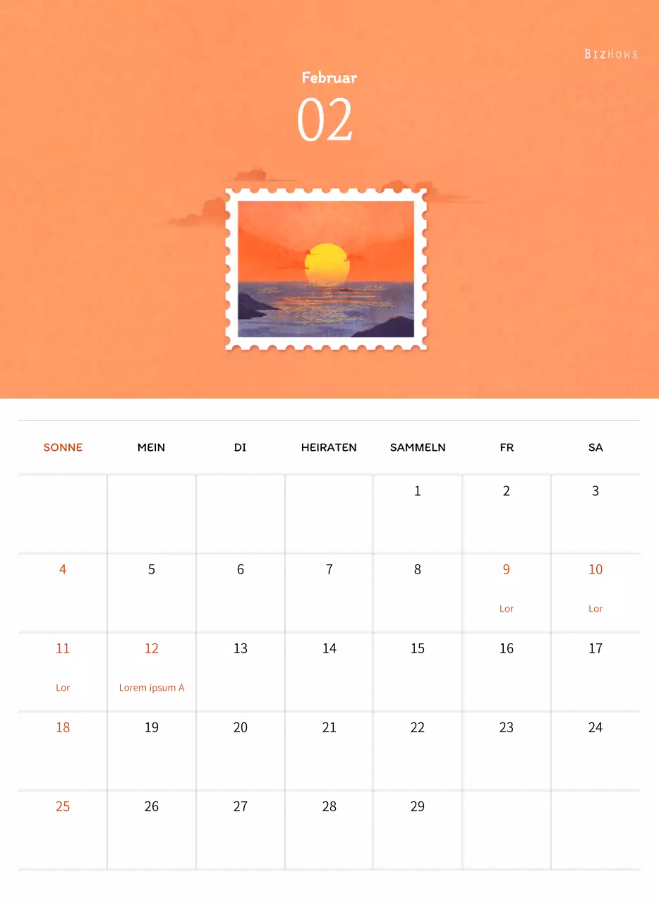 Stempelillustrationen mit einem warmen Konzept