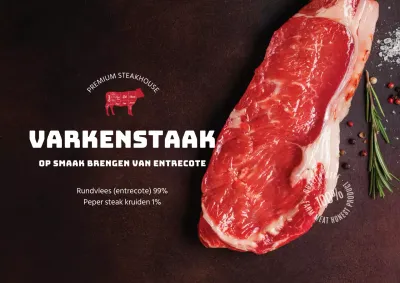 Bruine foto steak voedingsetiket