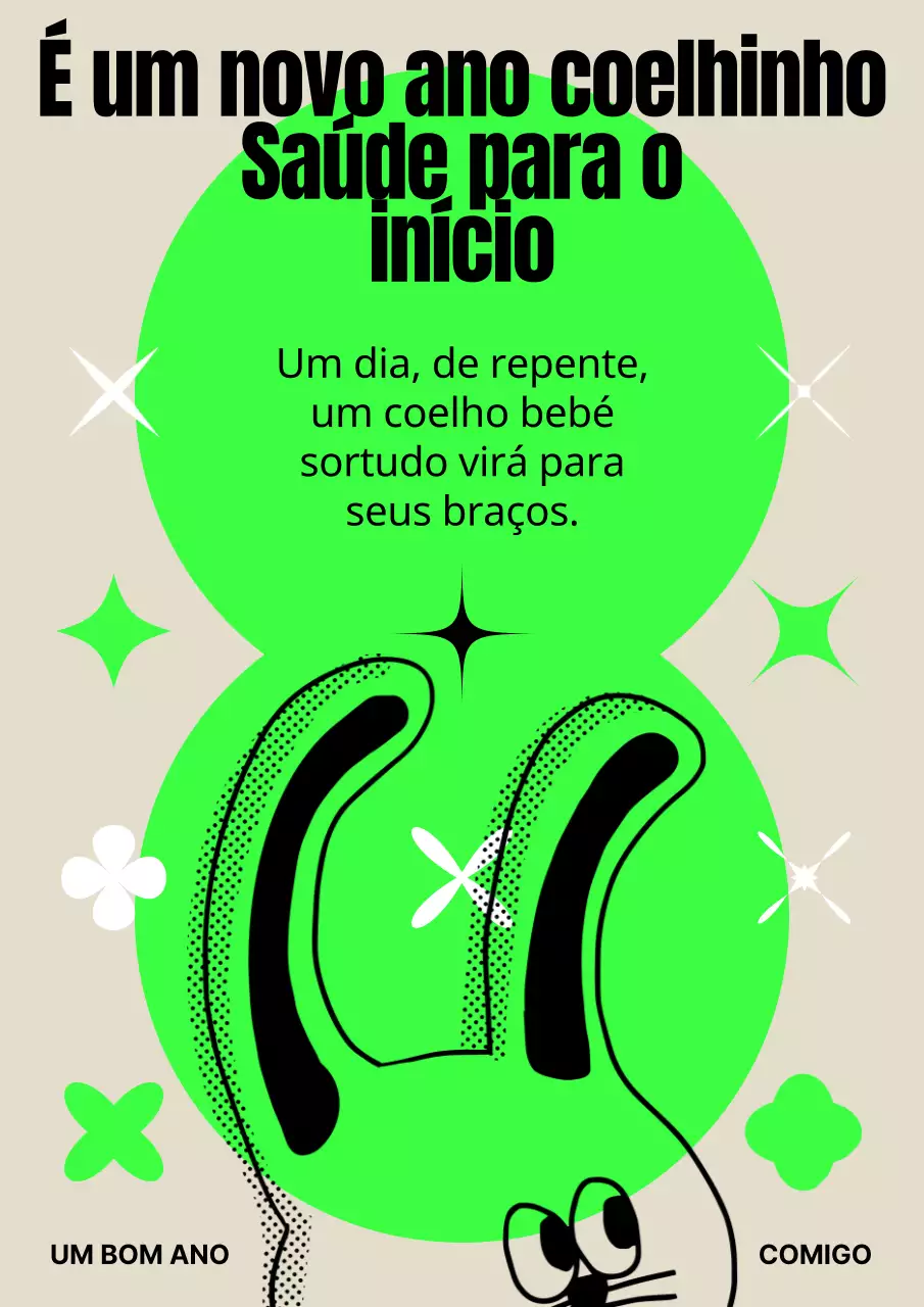 Cartaz giro para o Dia de Ano Novo em lilás fluorescente