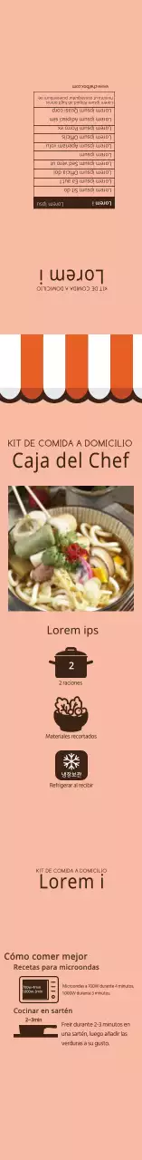 Etiqueta ilustrada rosa para brocheta udon