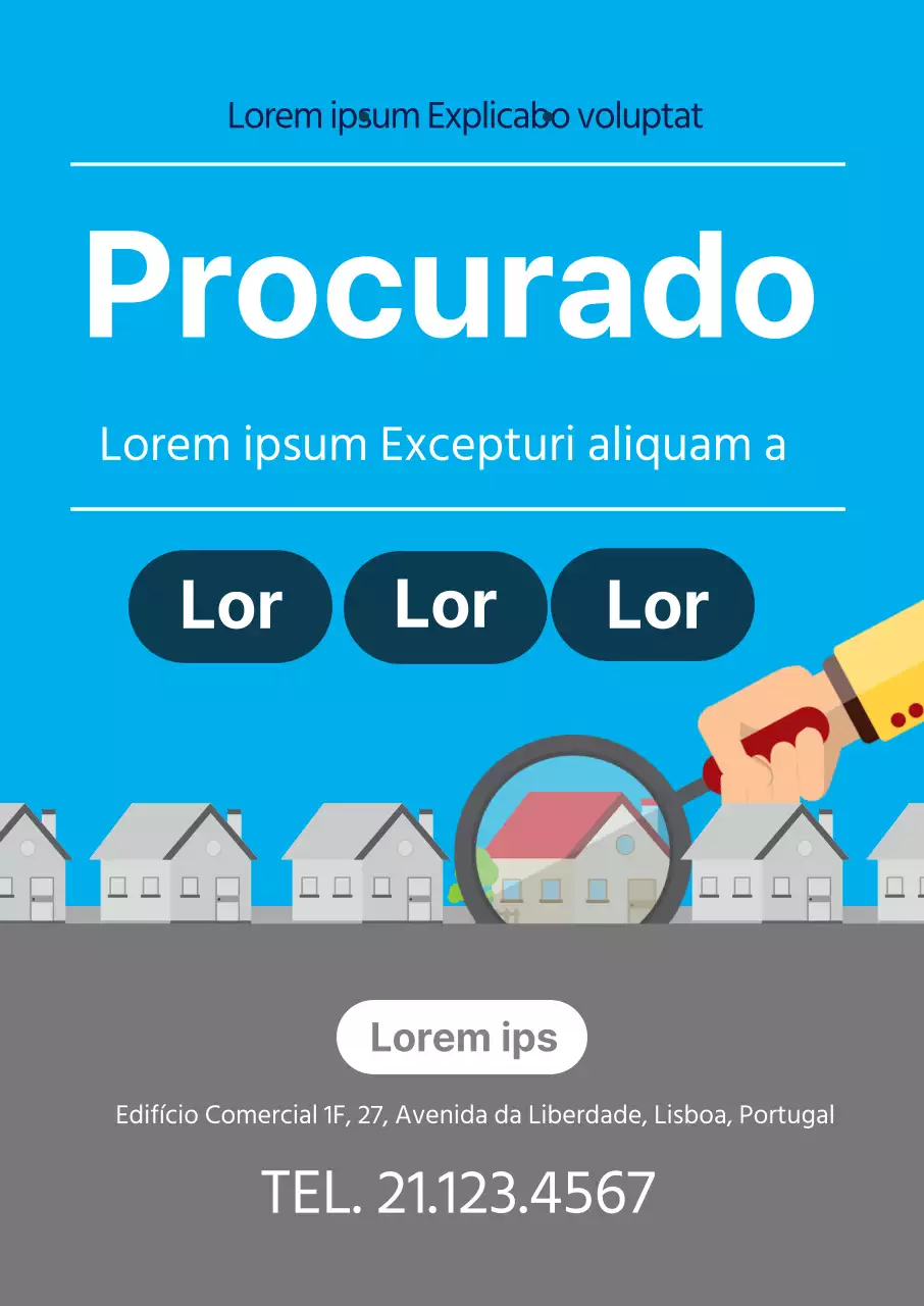 Ilustração azul promoção de imóveis limpos