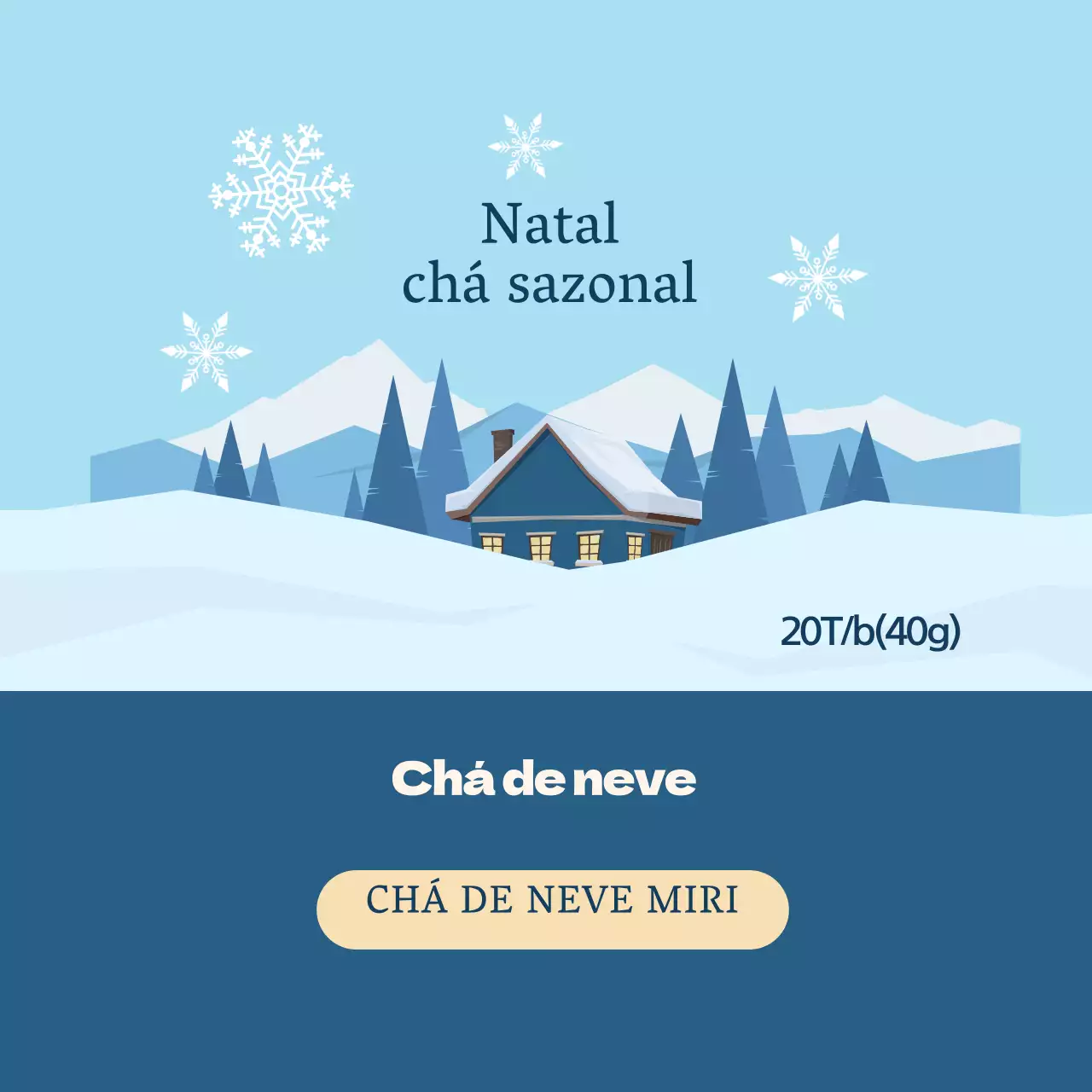 Etiquetas de chá azuis ilustradas para a época natalícia