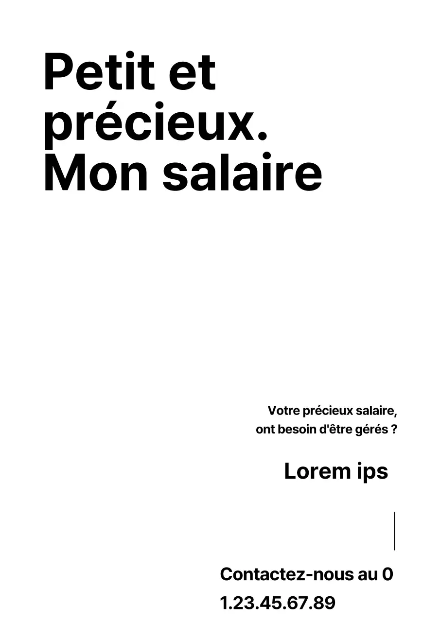 Promotion simple d'un bureau de comptable avec texte en noir et blanc