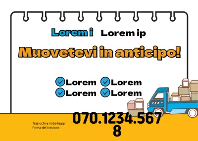 Bianco Arancione Promuovere esplicitamente la propria azienda di traslochi
