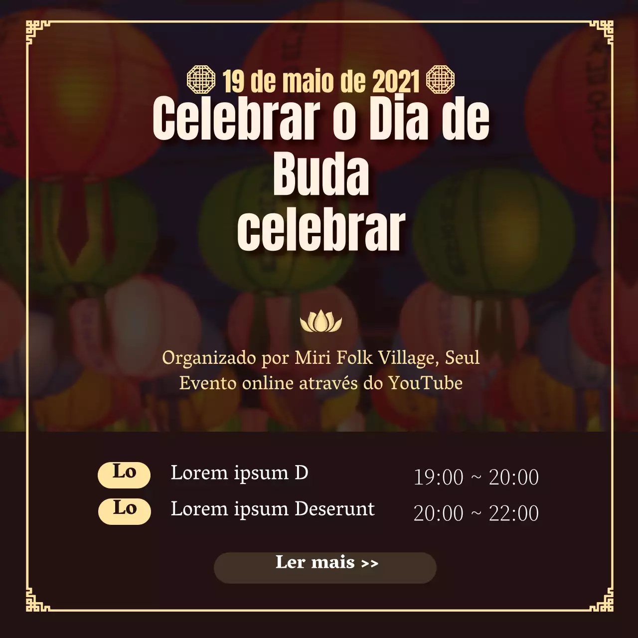 Um itinerário em linha do Dia de Buda, castanho e arrumado