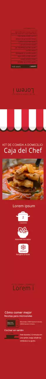 Etiqueta roja ilustrada de estofado de kimchi de cerdo