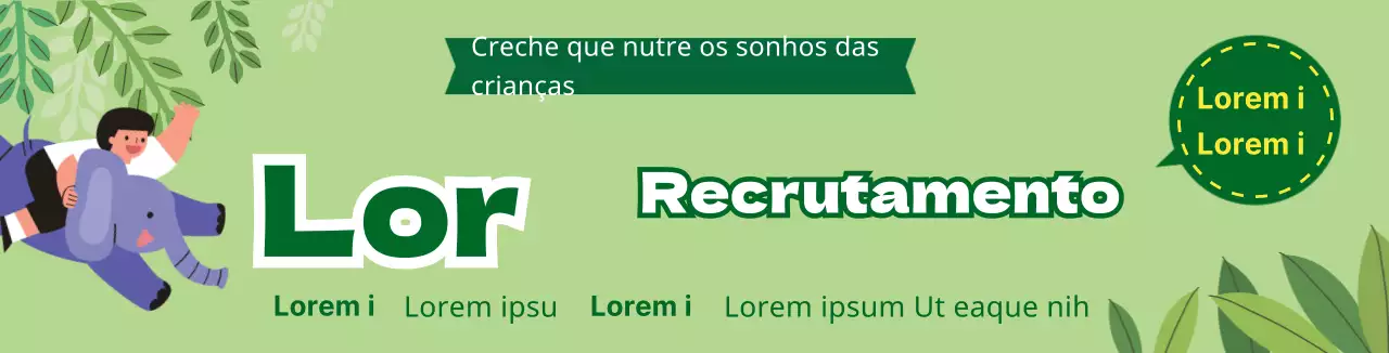 Ilustração de um personagem bonito verde Recrutamento para o jardim de infância