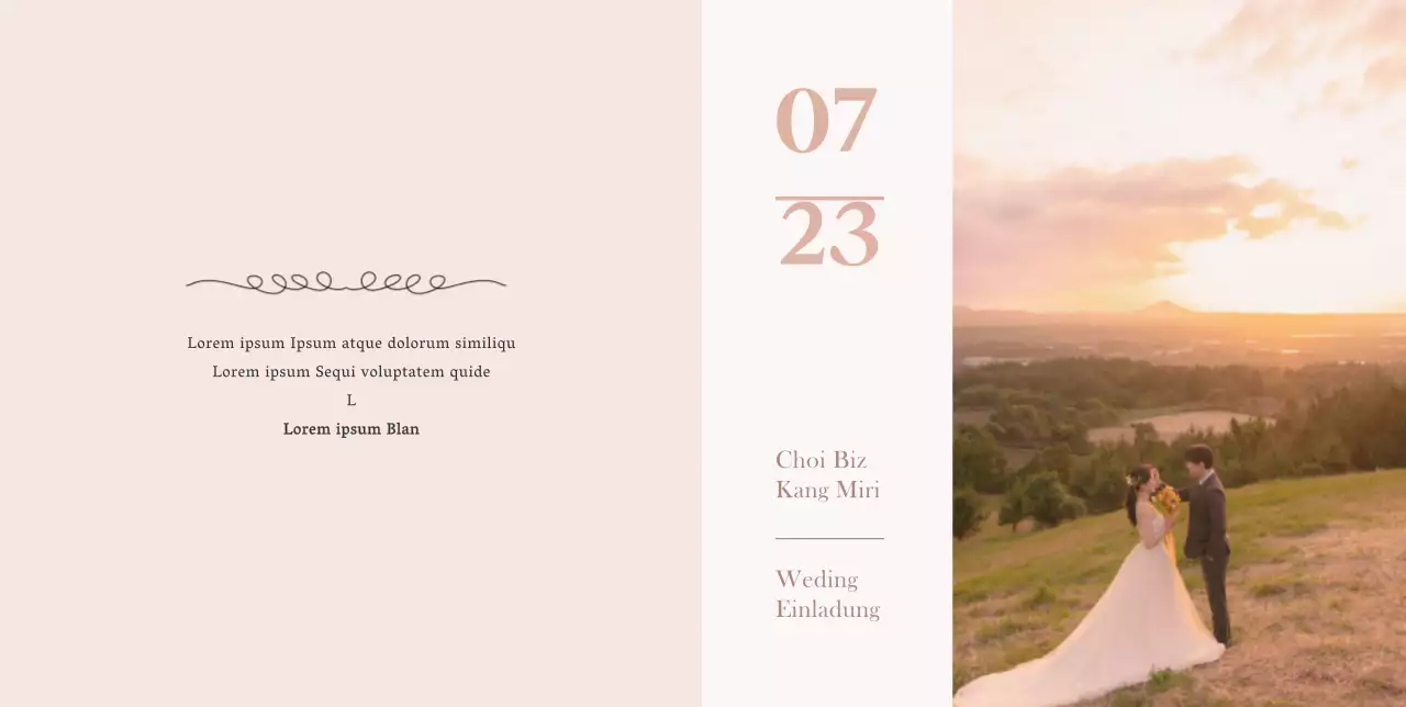 Elegante und stilvolle Hochzeitseinladung in hellrosa