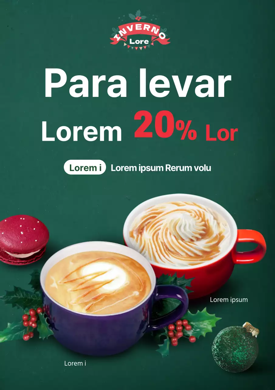 Promova o menu de Natal da sua cafetaria com um destaque fotográfico verde