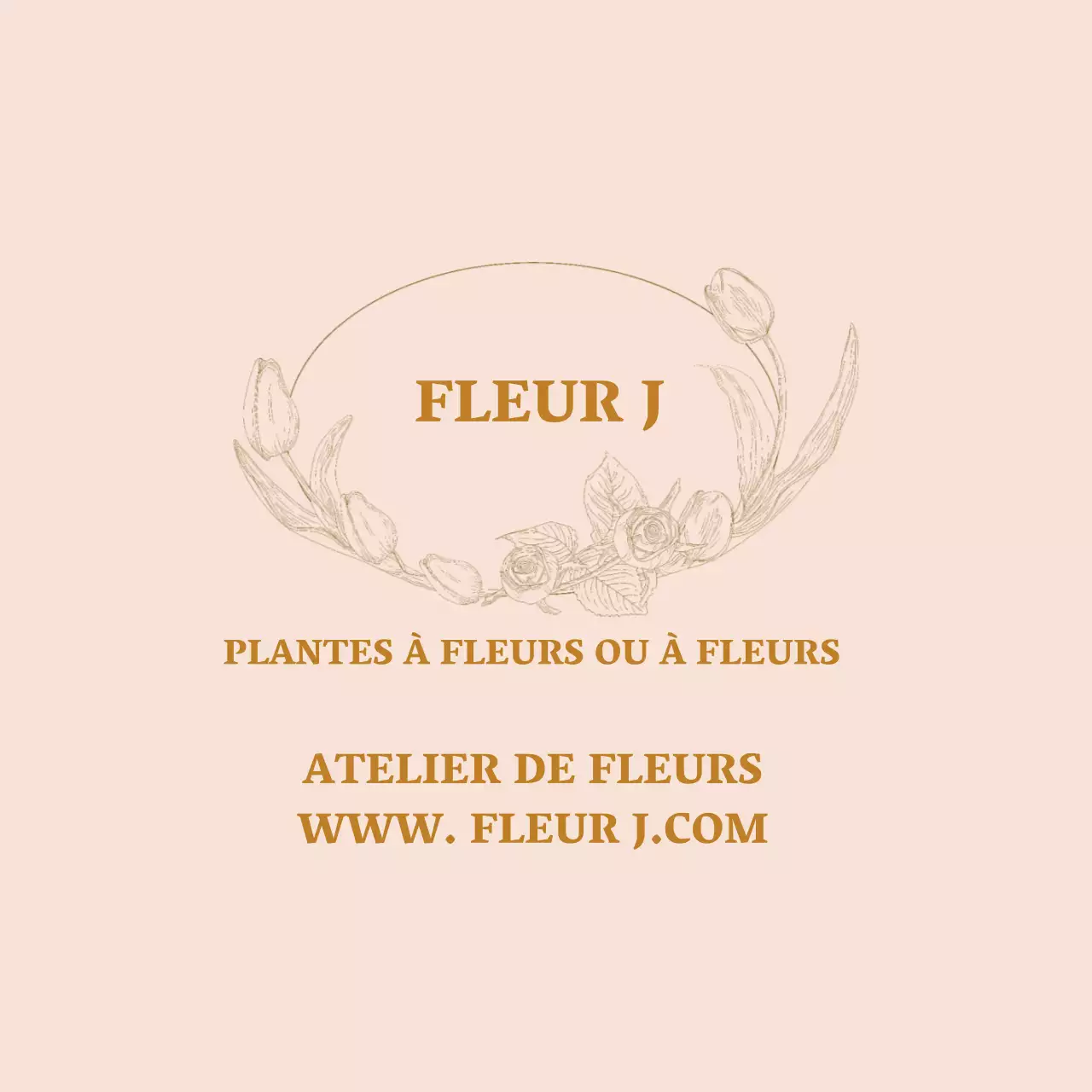 Étiquette vintage de fleuriste avec illustration beige