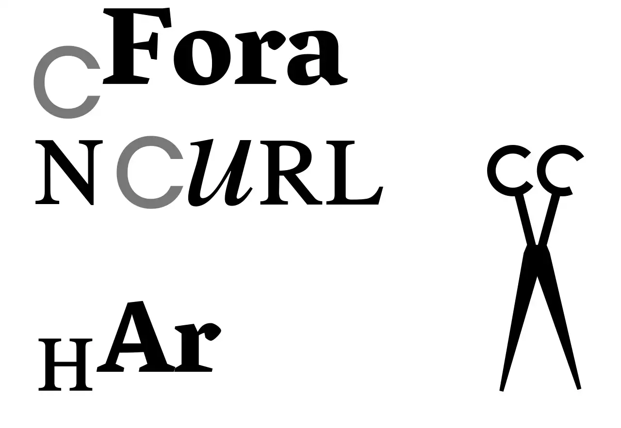 Um letreiro de loja de aspeto clássico com texto branco e preto de salão de cabeleireiro de corte e encaracolamento e uma ilustração de tesoura.