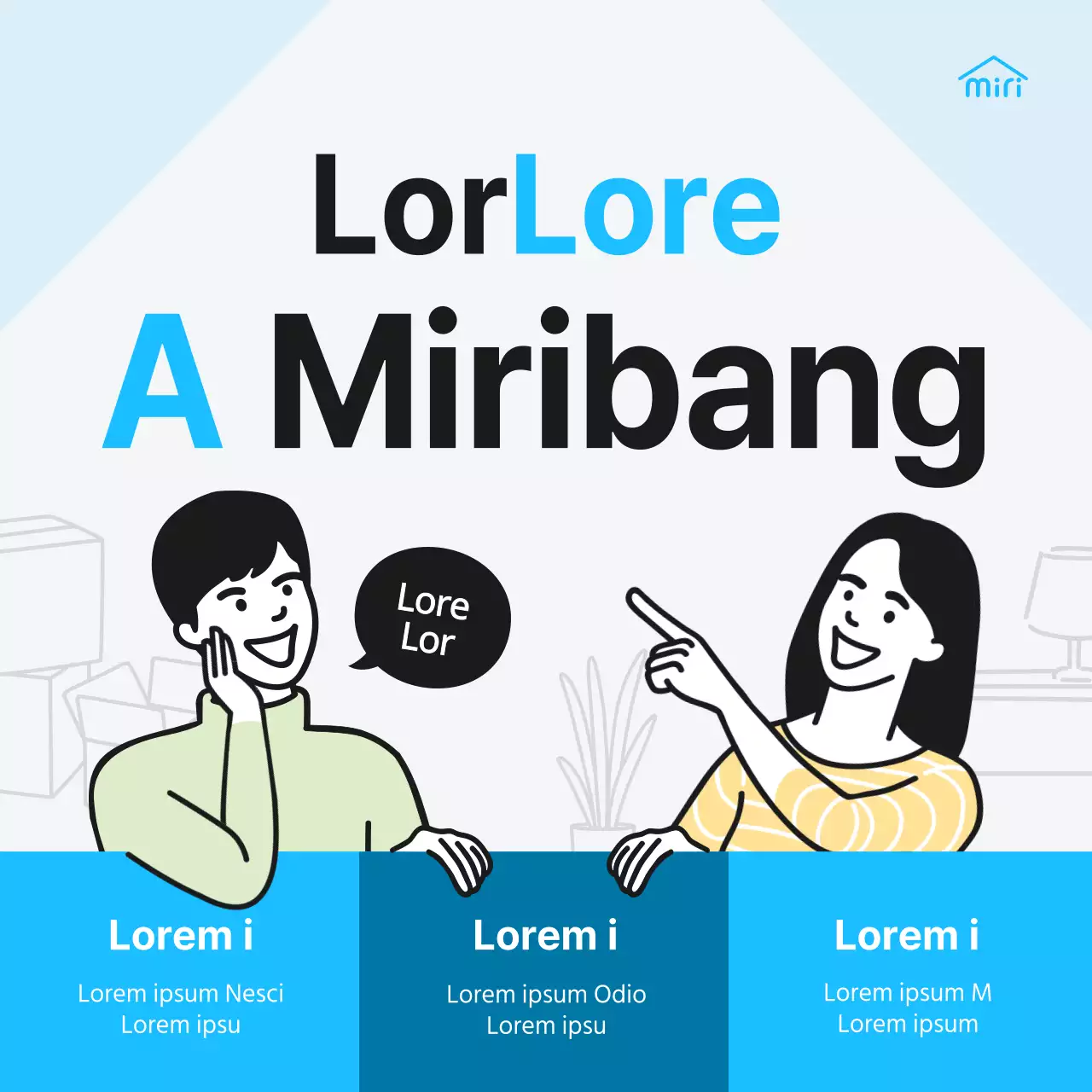 Tema de salón sencillo en azul para fomentar la mudanza