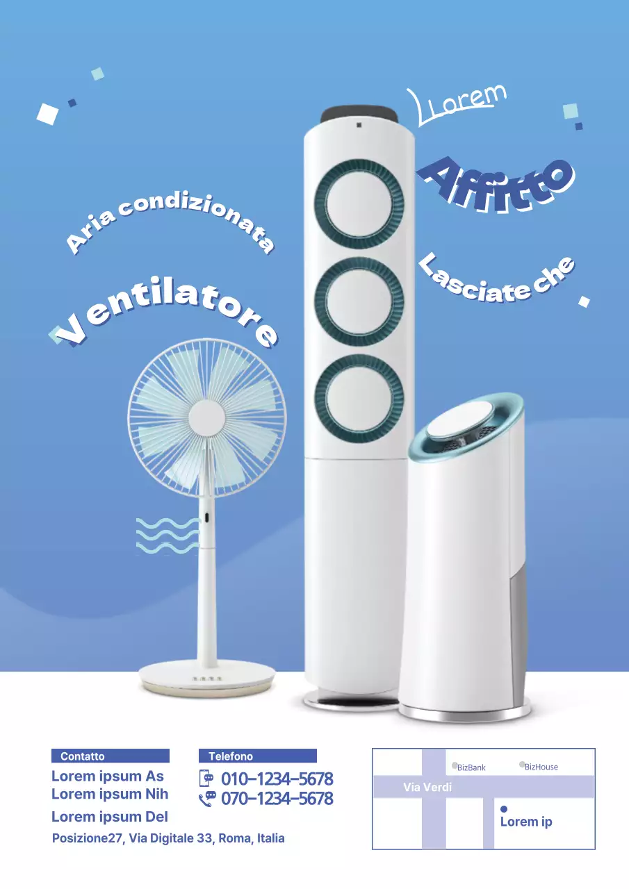 Promuovere un evento di vendita con una foto di elettrodomestici estivi blu