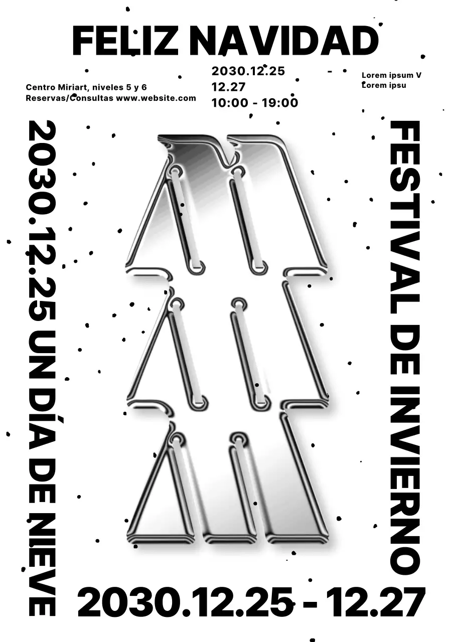 Póster vertical de Navidad en plata y blanco y negro