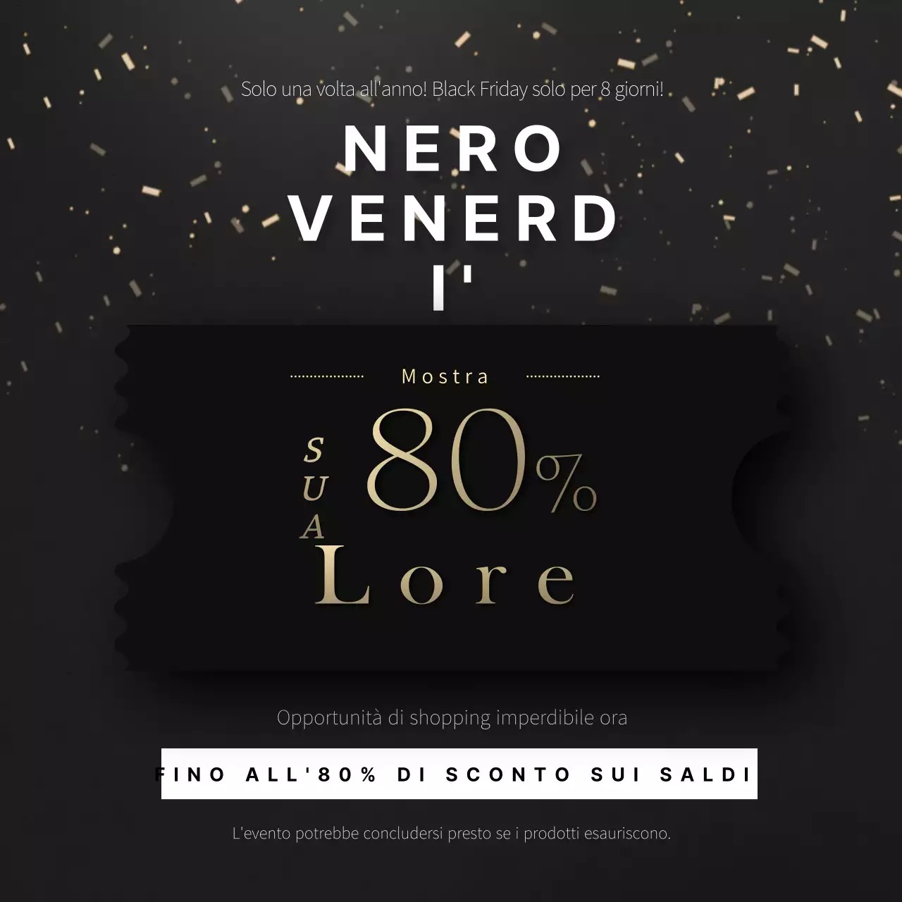 Banner dell'evento Black Friday in nero e oro