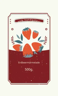 Rot lila illustrierte handgemachte Erdbeermarmelade-Etiketten