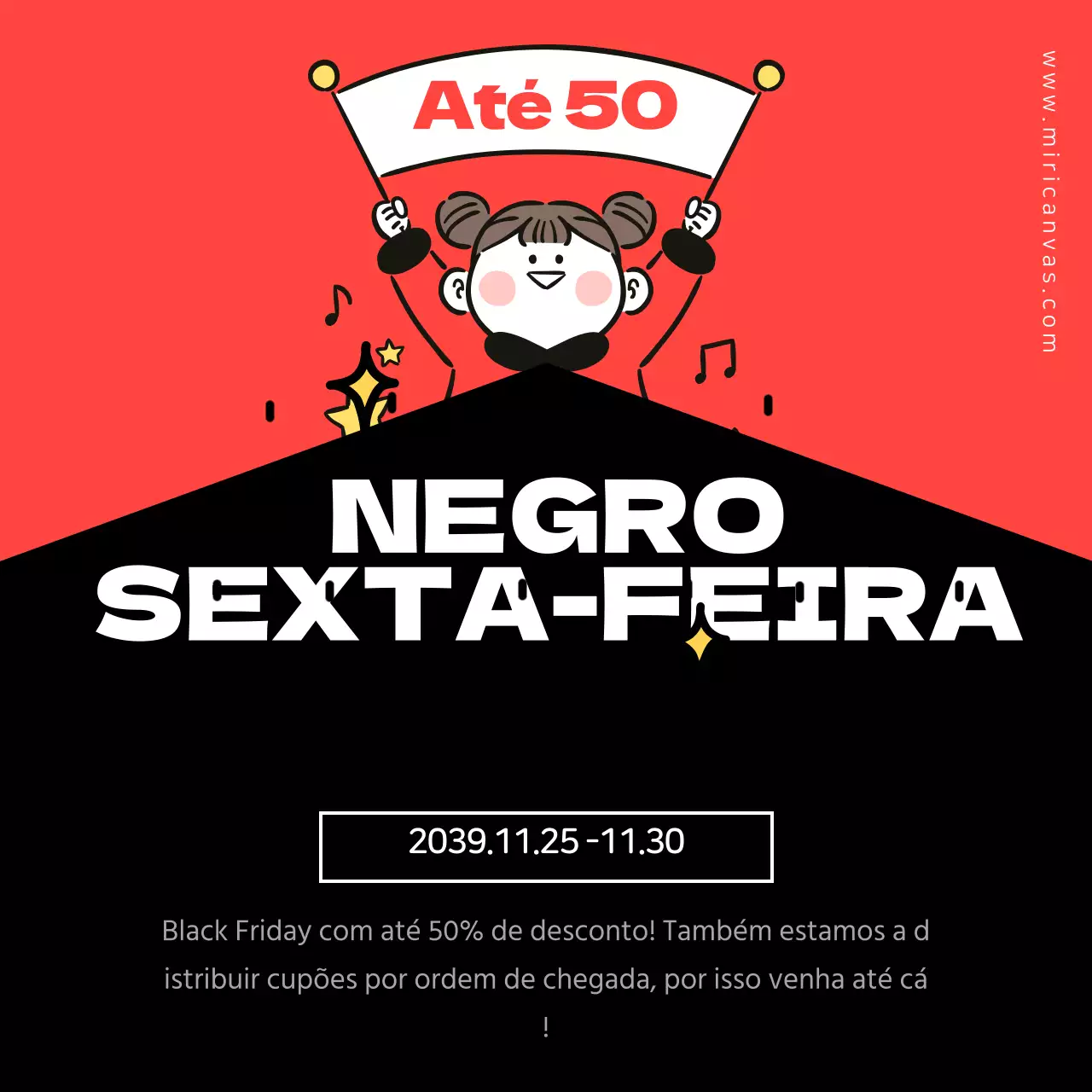 Venda de conceito giro preto e vermelho