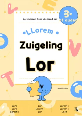Kitscherige Engelse peuterboekomslag in geel en lichtblauw