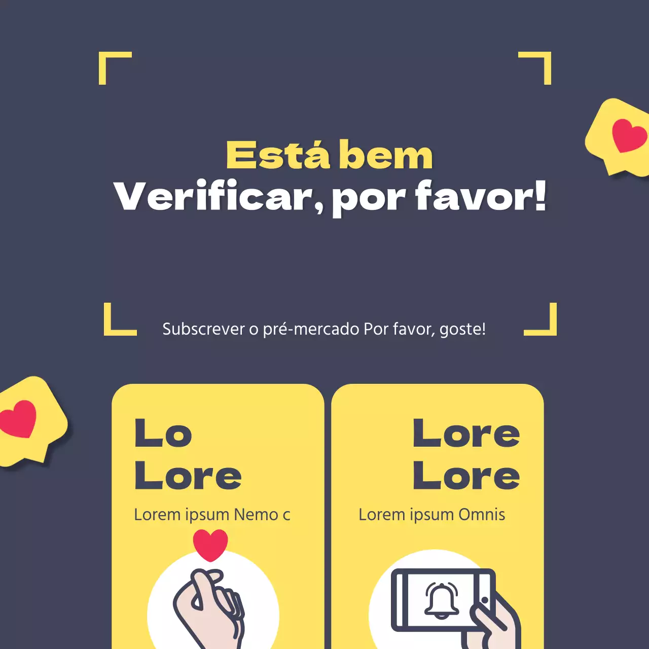 Fundo azul-marinho Como agradecimento Texto amarelo bolha de coração Faixa gira e elegante