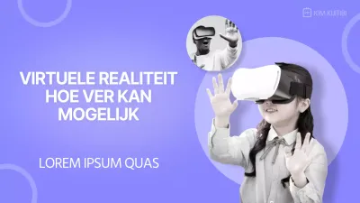 YouTube thumbnail van een meisje in virtual reality met een paarse achtergrond schoon beeld