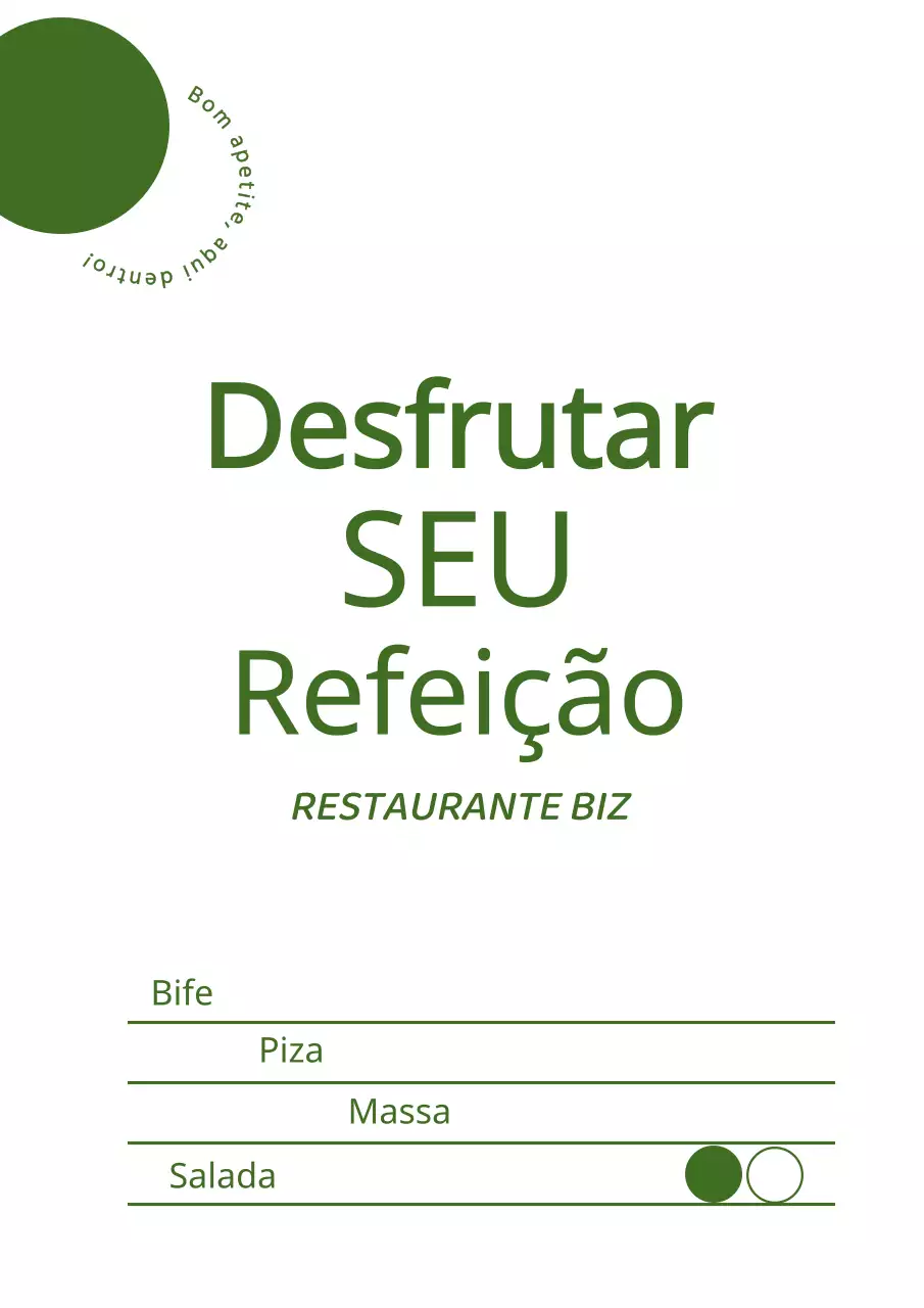 Autocolante vertical interior com menus listados acima da linha