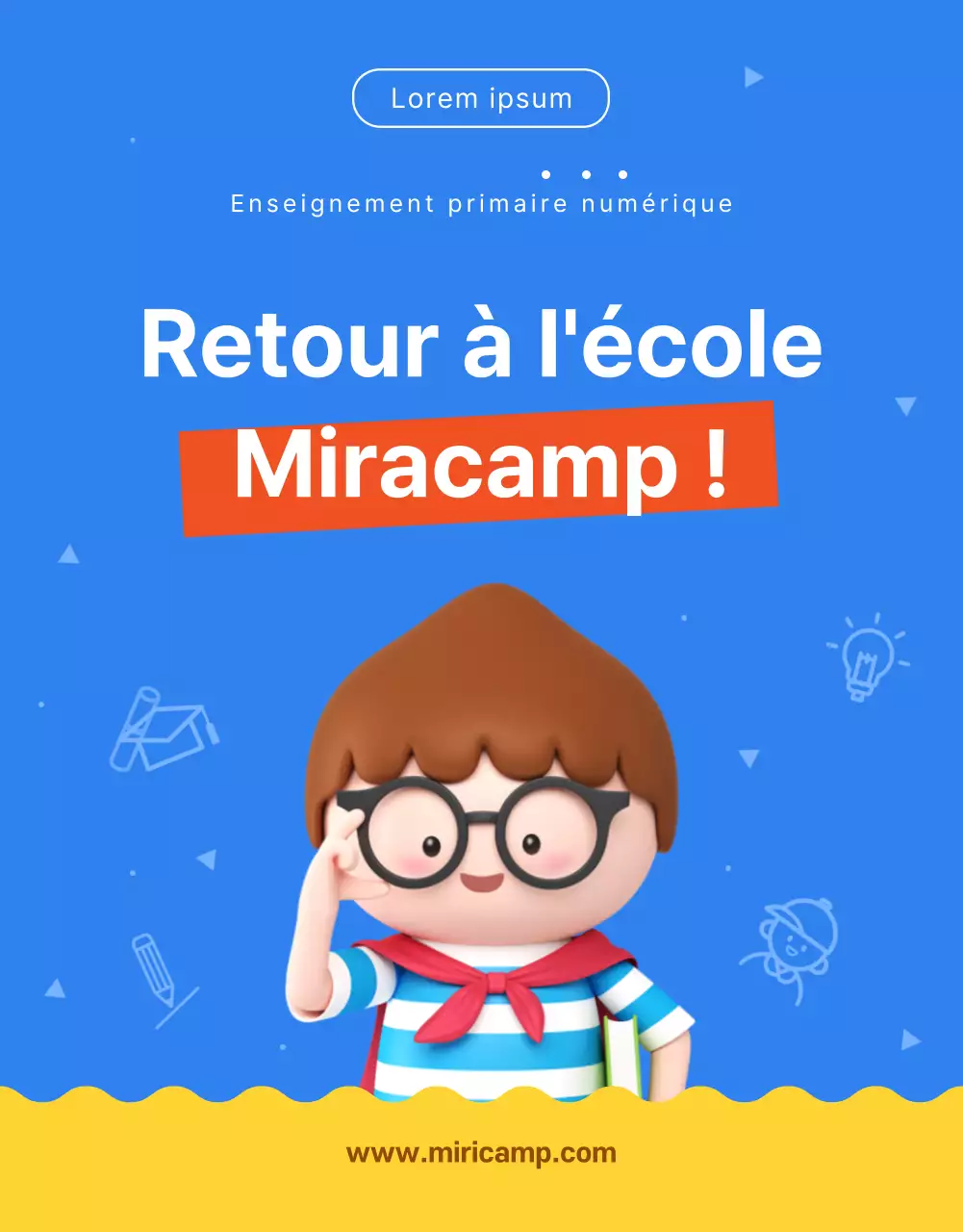 Thème de l'enseignement primaire bleu jaune orange