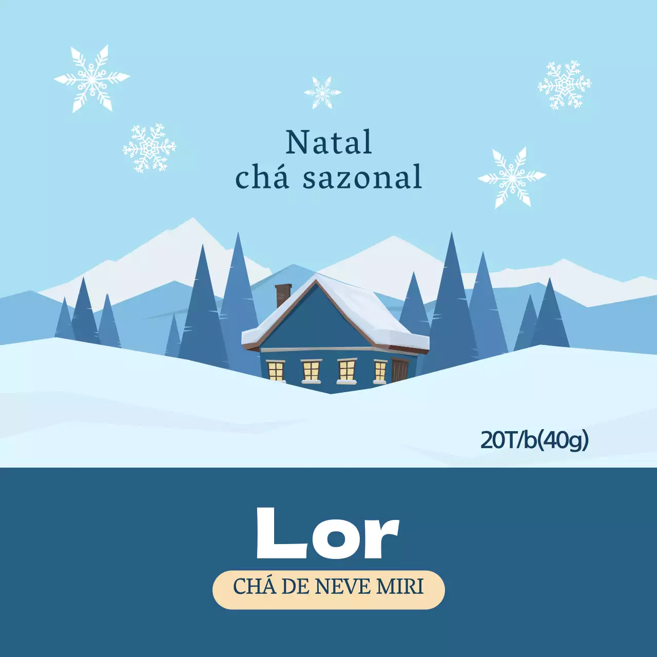 Etiquetas azuis ilustradas para chá da época natalícia