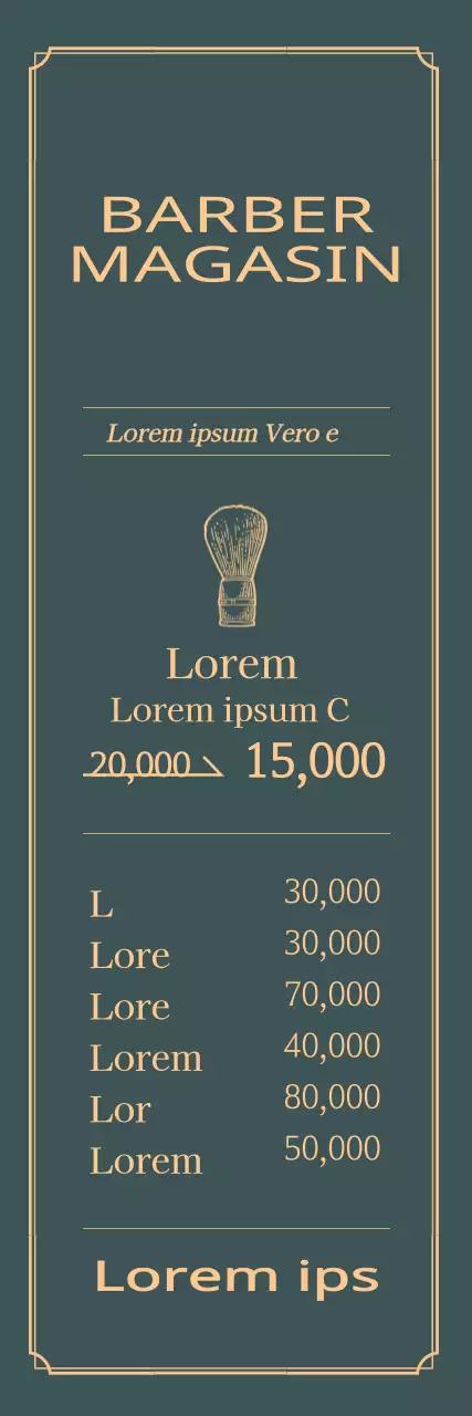 Illustration verte jaune, menu vintage d'un salon de beauté