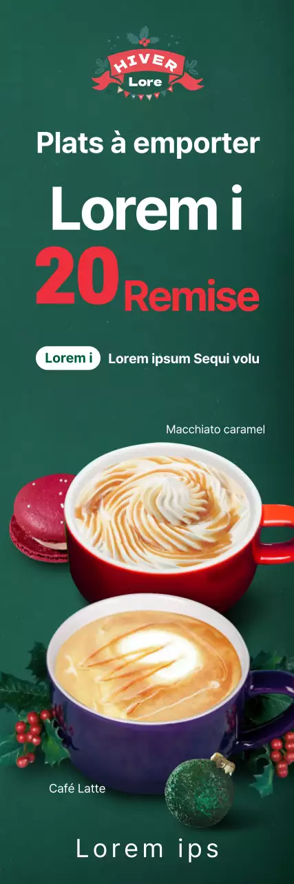 Faites la promotion de votre menu de café de Noël avec une photo verte.