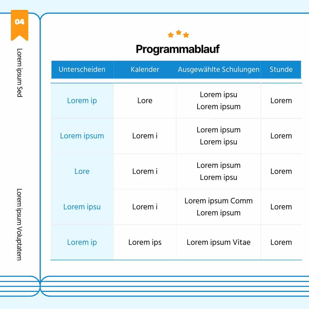 Eine einfache blau-orangefarbene Anwerbung für unternehmerische Auszubildende