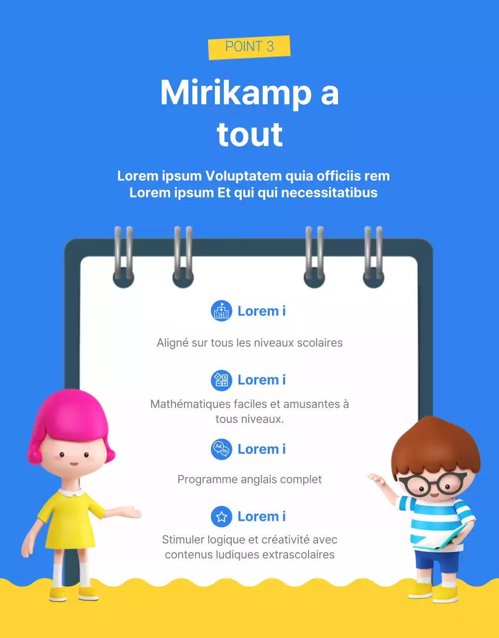 Thème de l'enseignement primaire bleu jaune orange