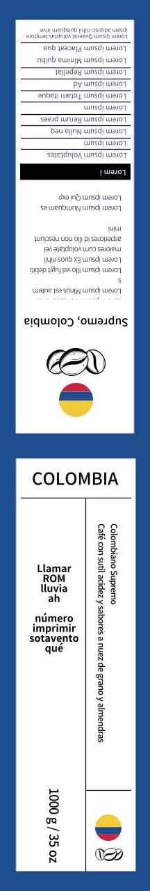 Papel de regalo con granos de café azules