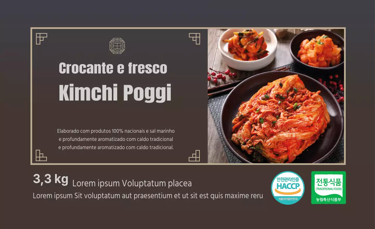 Fotografia a castanho rótulo de comida tradicional kimchi