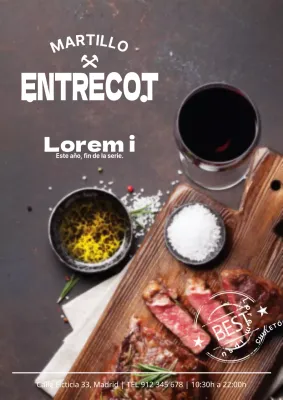 Promociona un menú conceptual con fotos en blanco y negro de deliciosos filetes