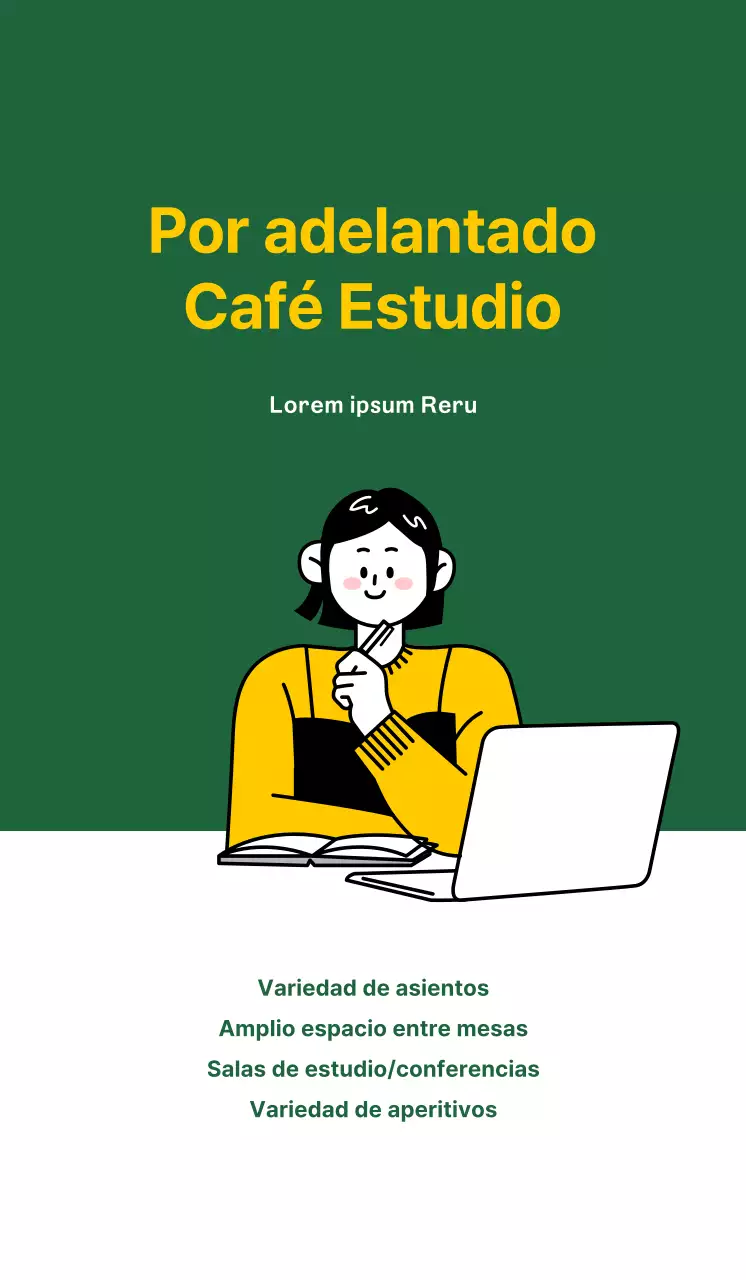 Promocione su café estudio con un fondo limpio y verde