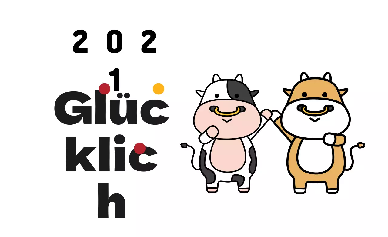 Niedlicher Neujahrsgruß-Etikett mit weißer Illustration