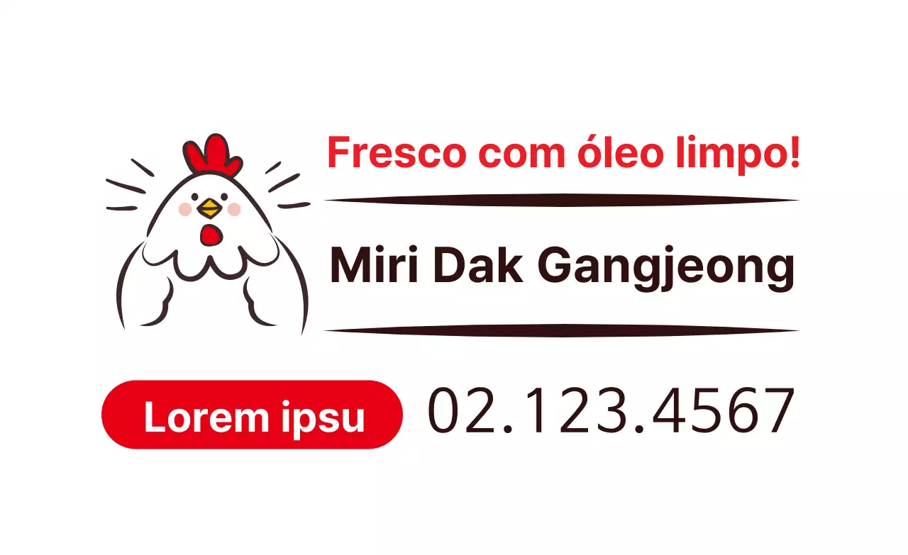 Ilustração branca a promover um restaurante giro Chicken Gangjeong